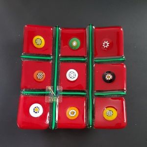 Murano Vetro Artistico Italy Square Millefiori Trinket Dish with Original Label.